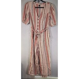 Women's Striped V-Neck Jumpsuit - Universal Thread Cream M‎
